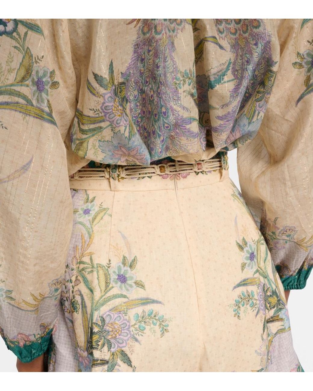 Zimmermann Blue Indra Printed Linen Shorts