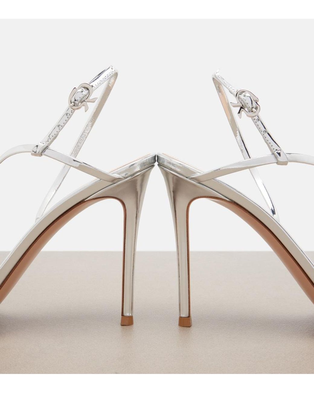 Gianvito Rossi Metallic Manhattan Mirrored Leather Sandals