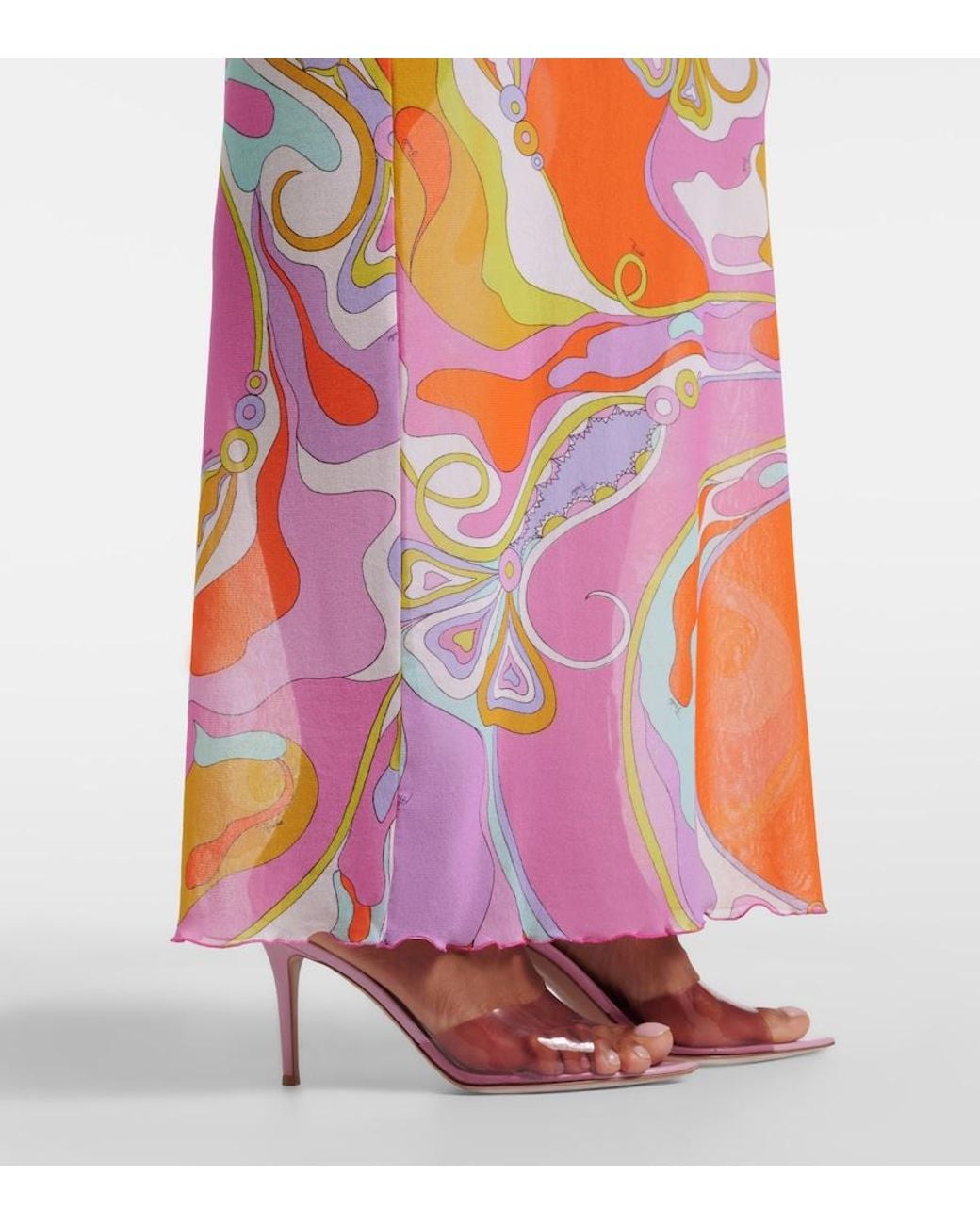 Emilio Pucci Pink Orchidee Sheer Tulle Maxi Dress