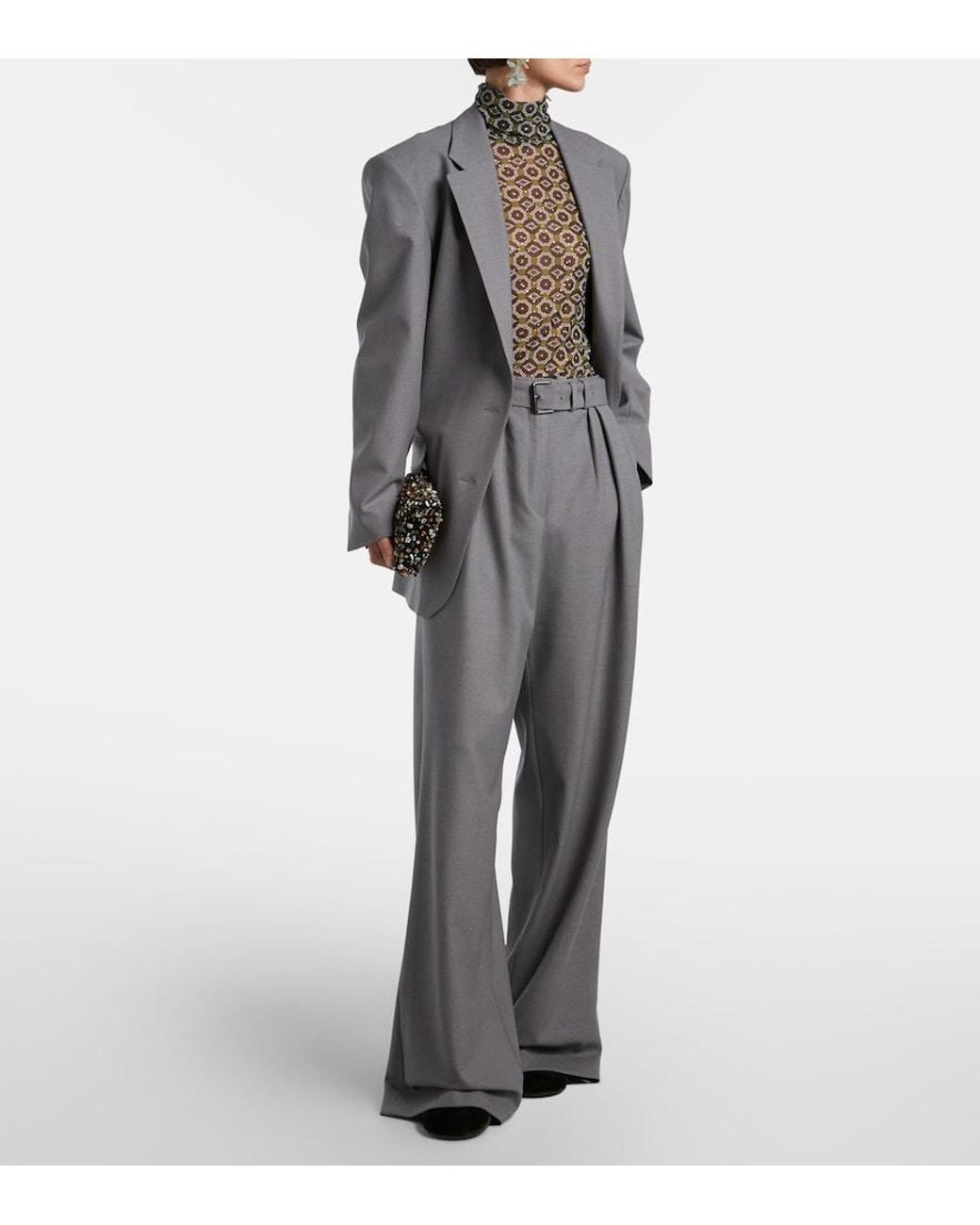 Dries Van Noten Gray Wool-Blend Blazer