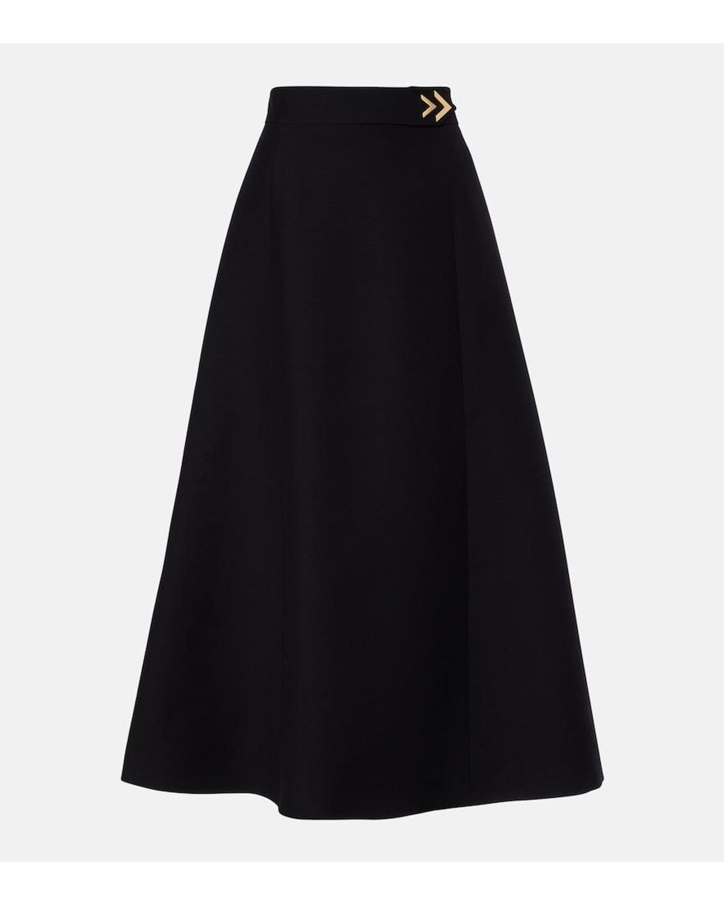 Valentino Garavani Black Vgold Crepe Couture Midi Skirt