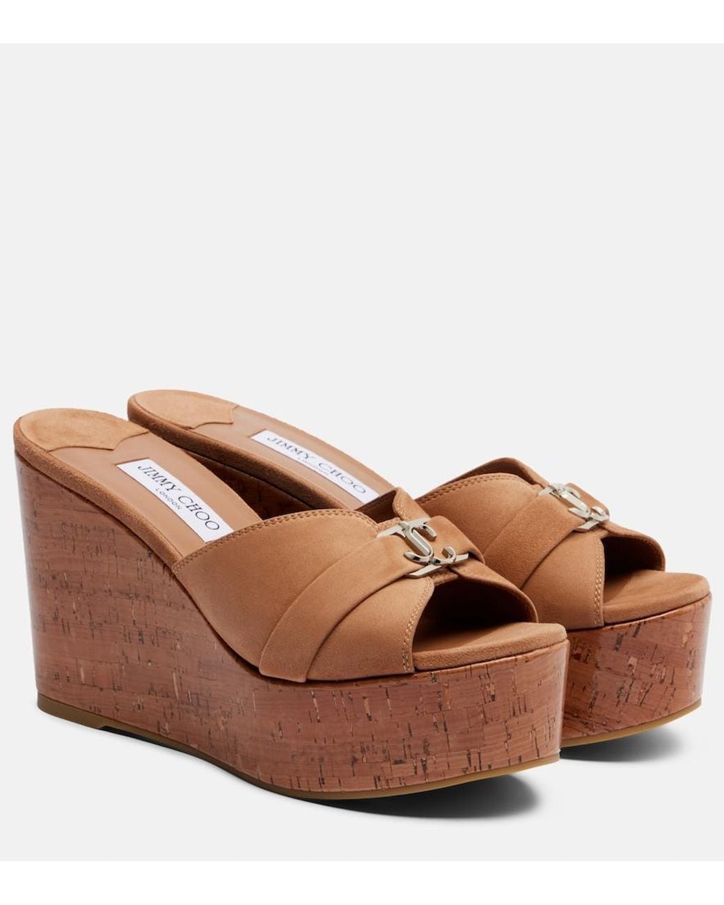 Jimmy Choo Brown Leda Suede Wedge Mules