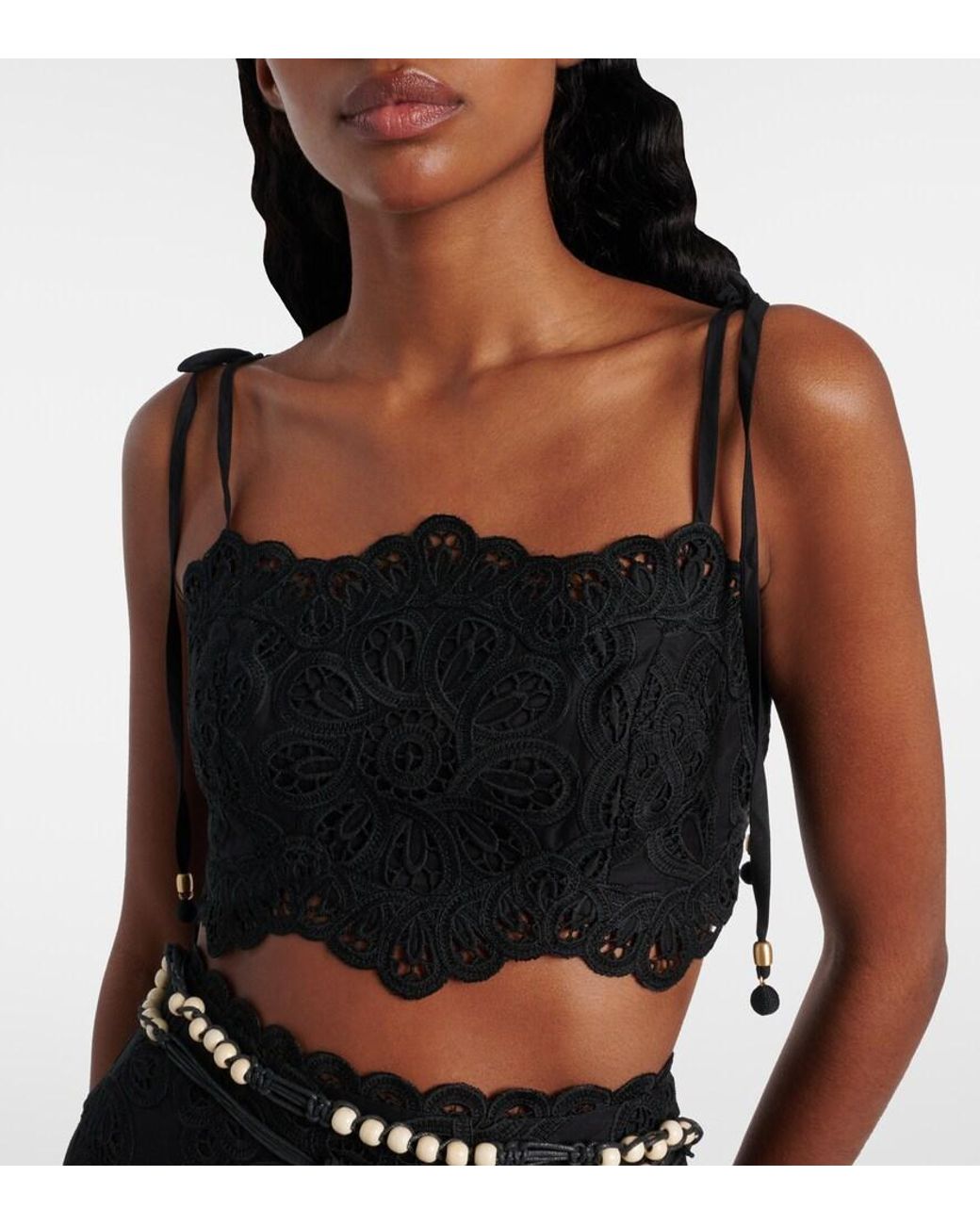 Zimmermann Black Rhiannon Embroidered Cotton Top