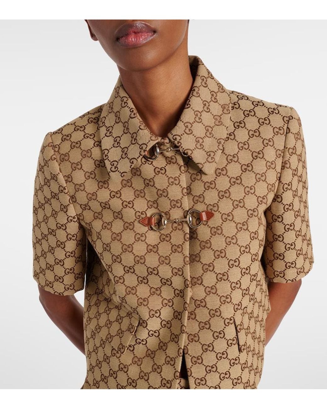 Gucci Brown Horsebit Gg Canvas Jacket