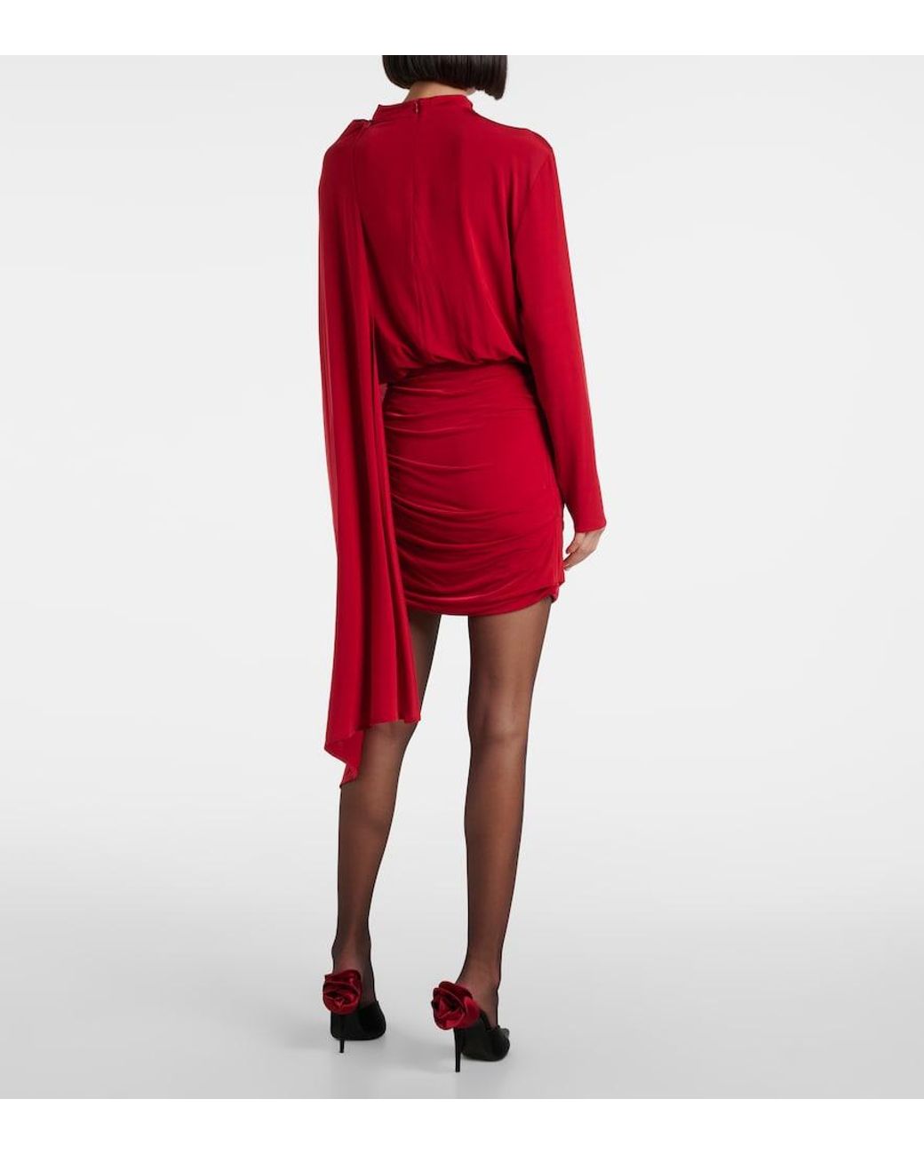 Magda Butrym Red Caped Cupro-Blend Minidress