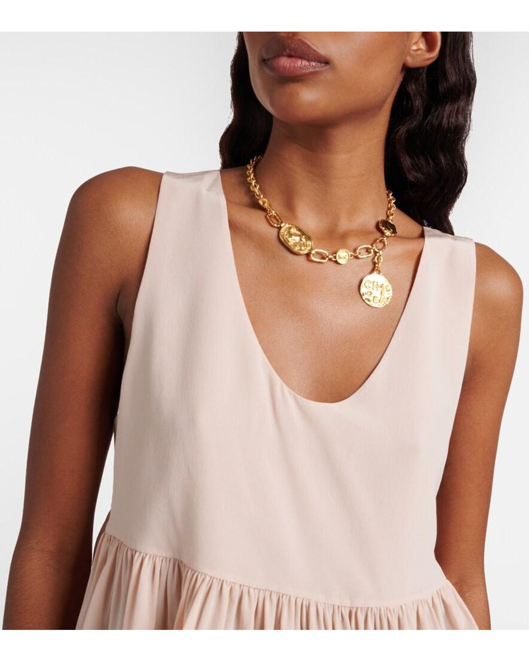Chloé Pink Peplum Silk Crepe De Chine Top