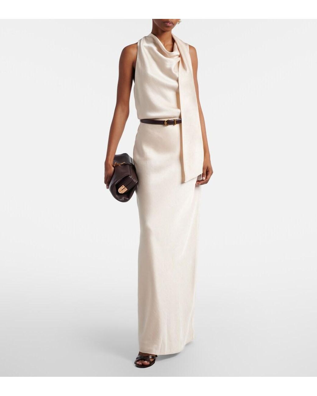 Vince White Satin Maxi Skirt