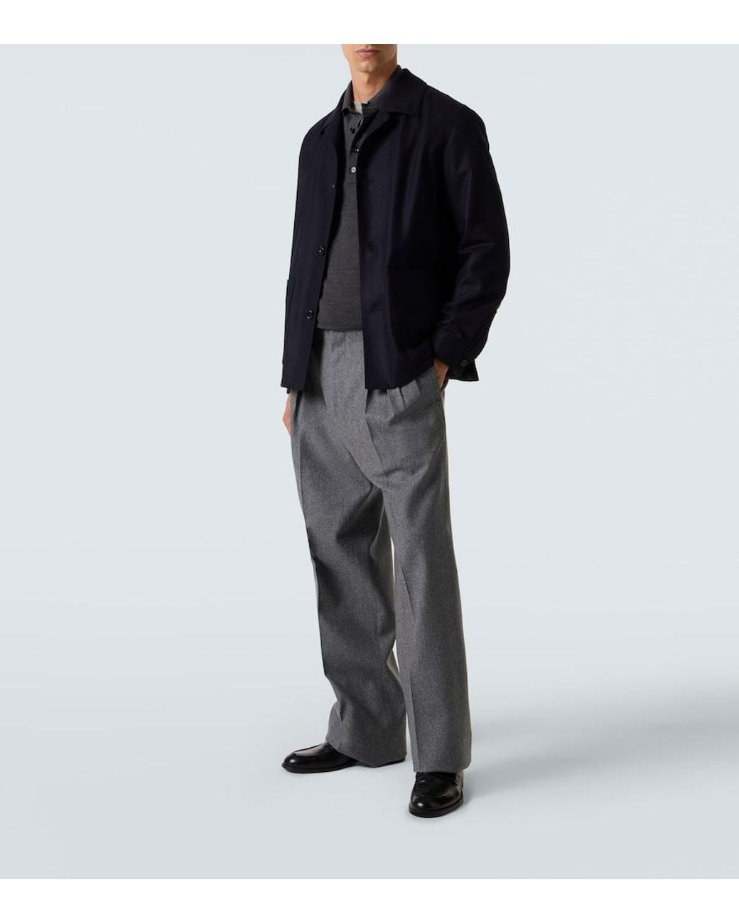 Zegna Blue Wool Overshirt for men