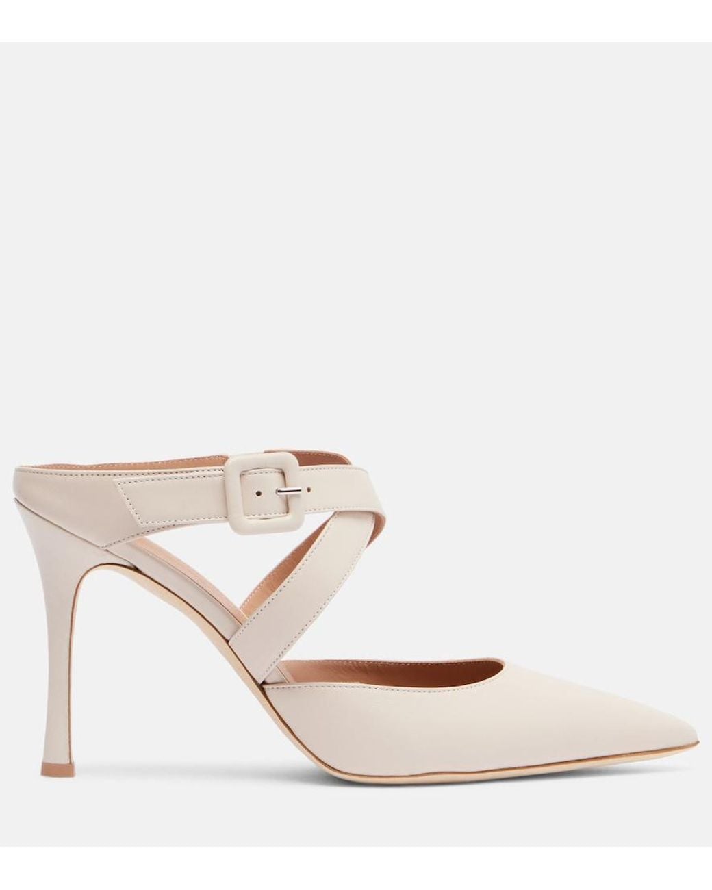 Malone Souliers Natural Evelyn 90 Leather Mules