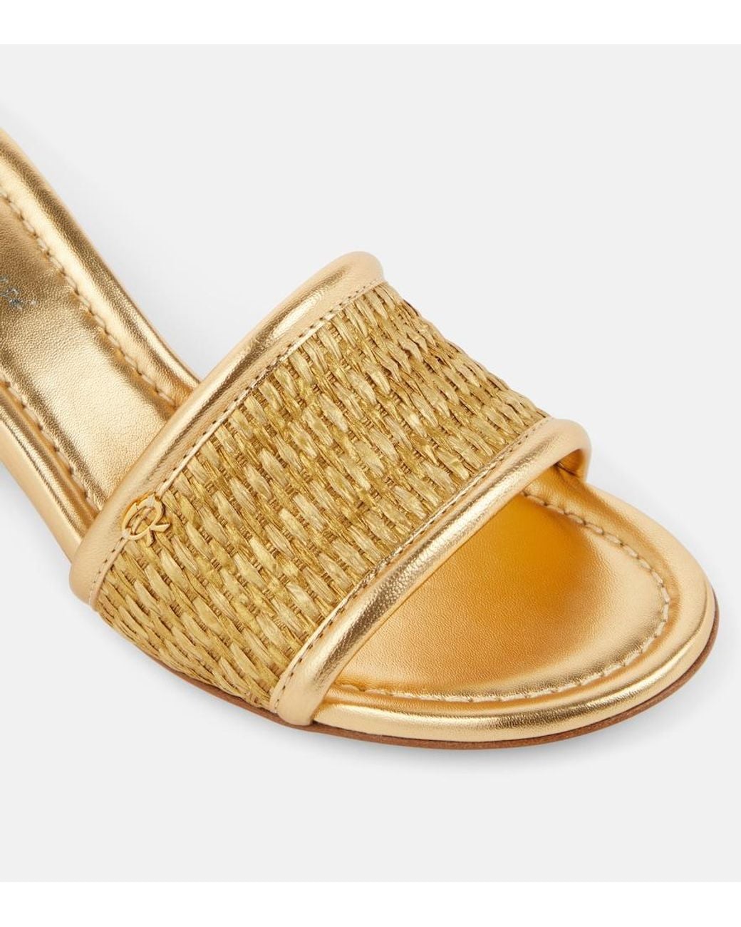 Gianvito Rossi Yellow Marbella Leather-Trimmed Sandals