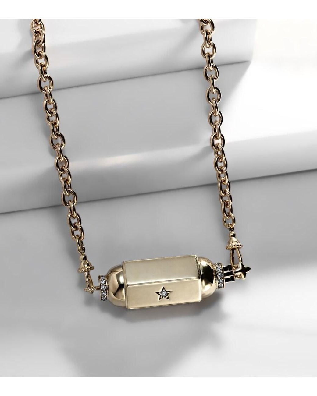 Marie Lichtenberg Metallic Jumbo 18Kt Pendant Necklace With Diamonds