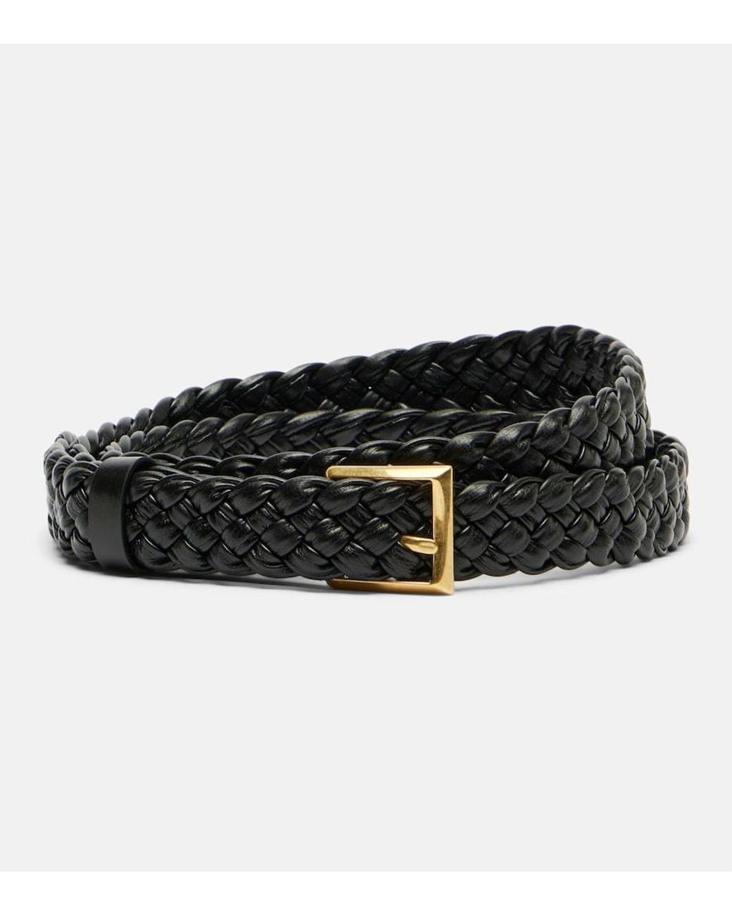 Bottega Veneta Black Solo Intreccio Leather Belt