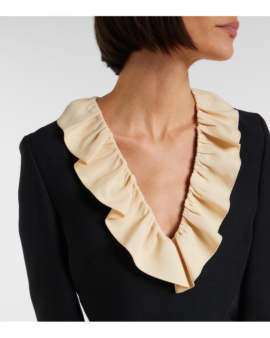 Valentino Black Crepe Couture Ruffled Minidress