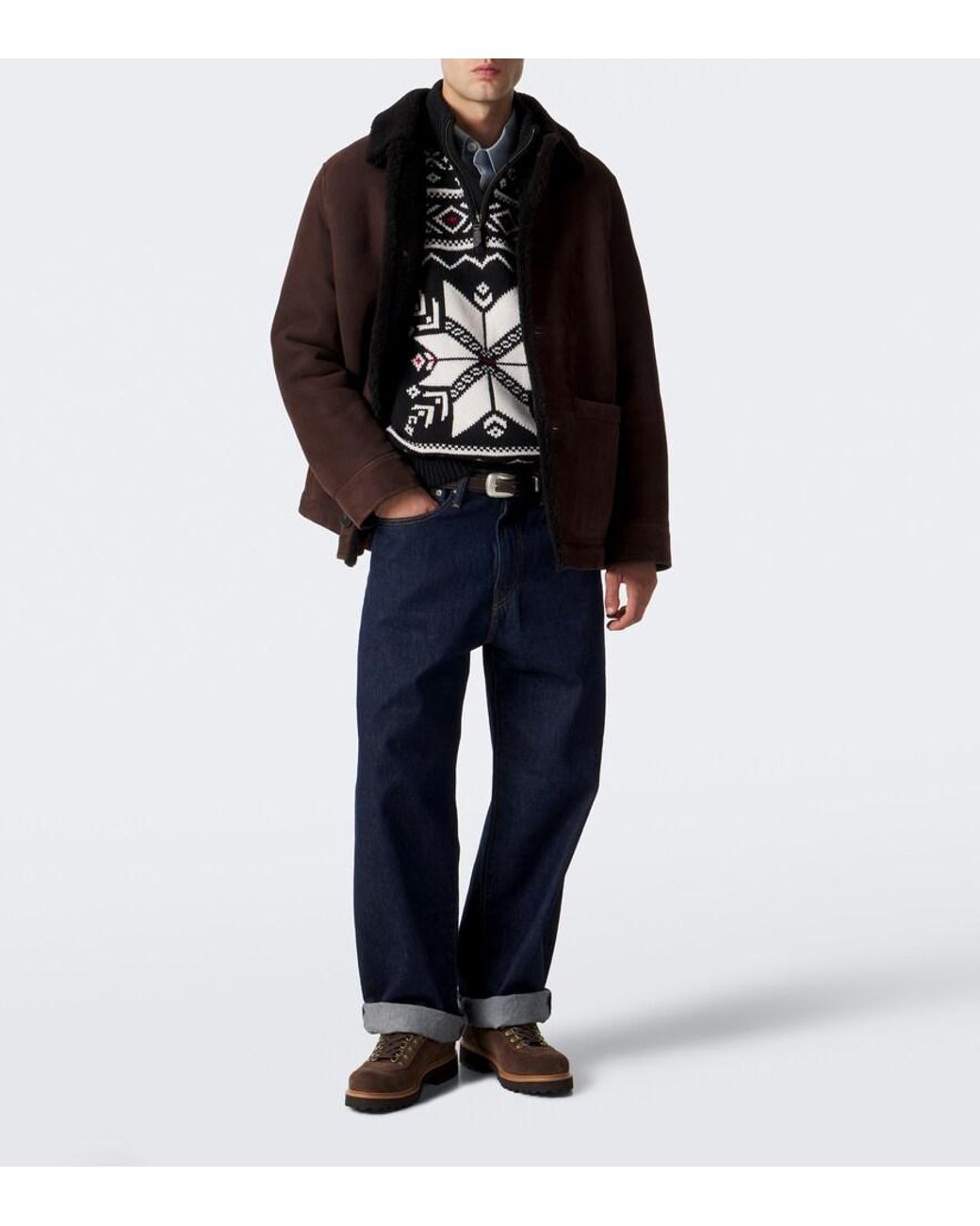 Polo Ralph Lauren Black Intarsia Wool Half-Zip Sweater for men
