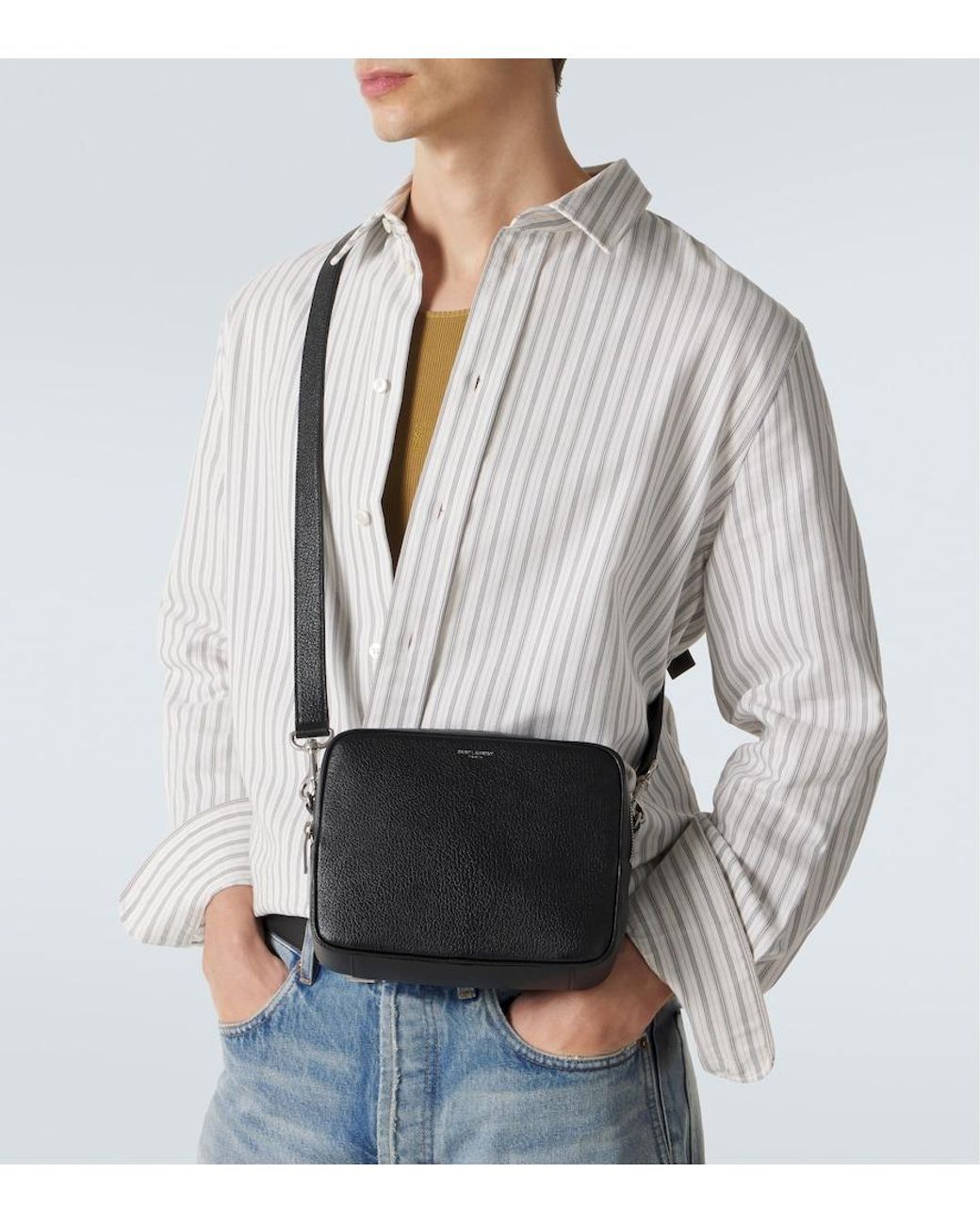 Saint Laurent White Spl Small Leather Shoulder Bag for men