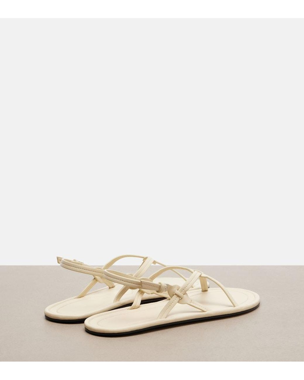The Row White Malick Strap Leather Sandals