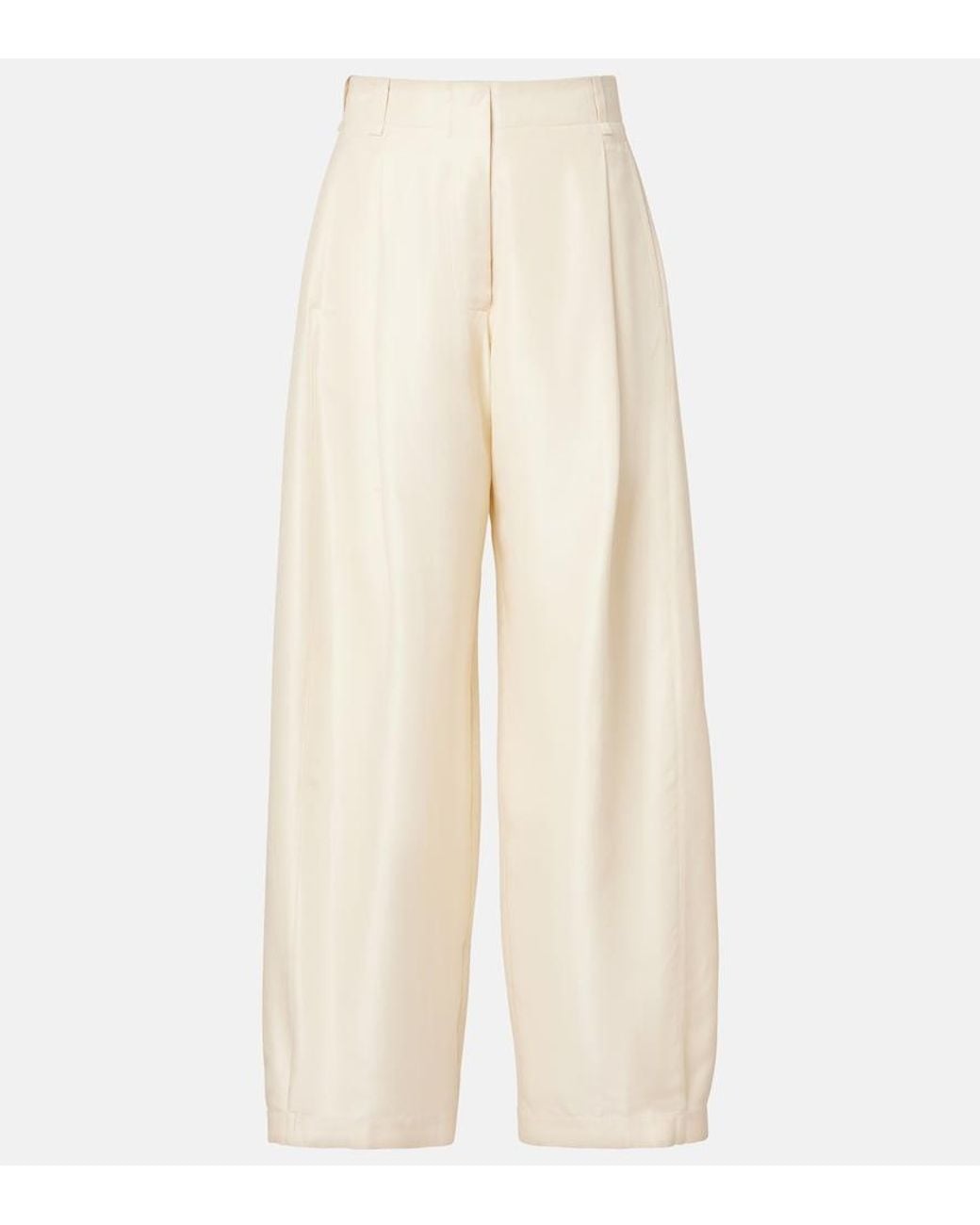 The Row Natural Kolina Silk Wide-Leg Pants