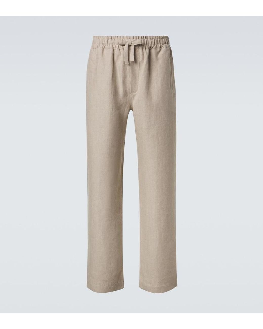 Saman Amel Natural Linen Wide-Leg Pants for men