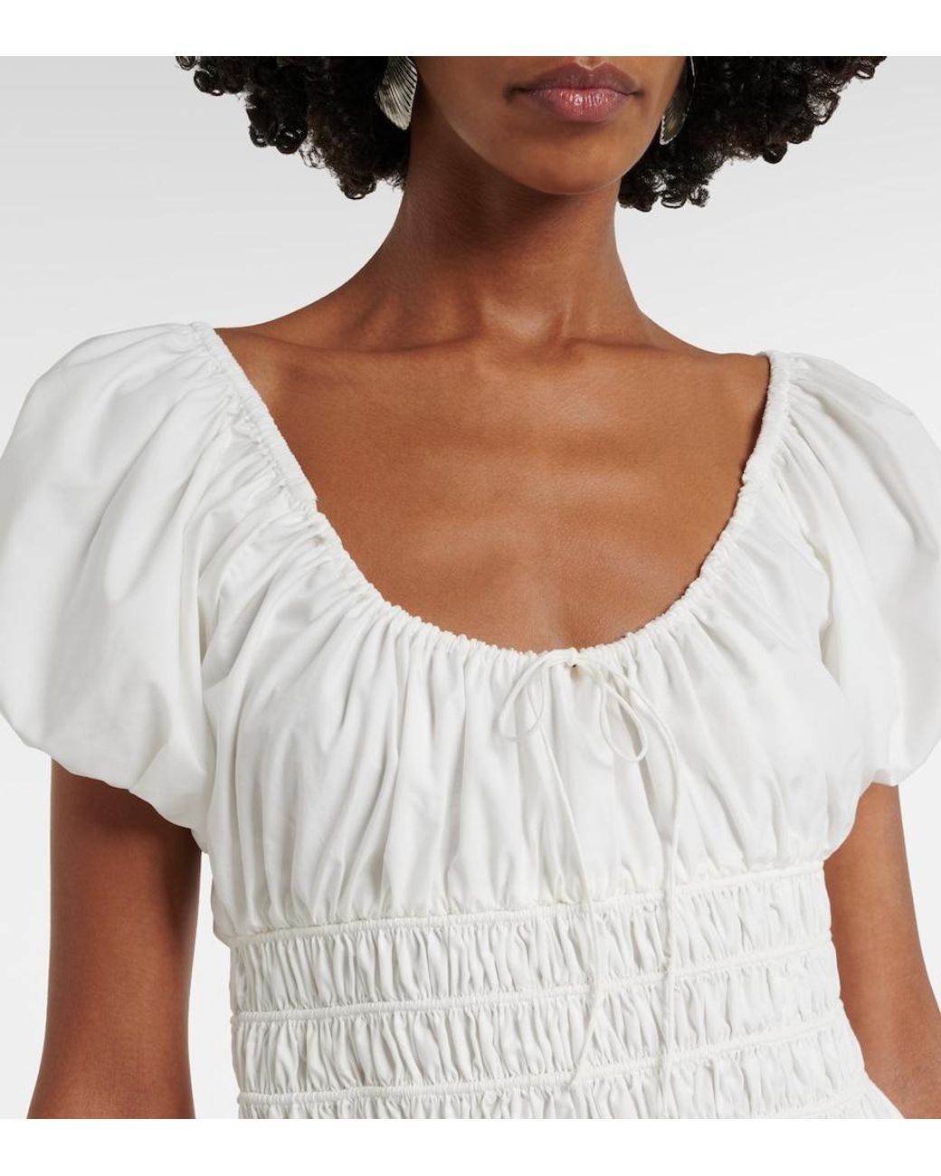 Faithfull The Brand White Elbie Lace-Trimmed Cotton Maxi Dress