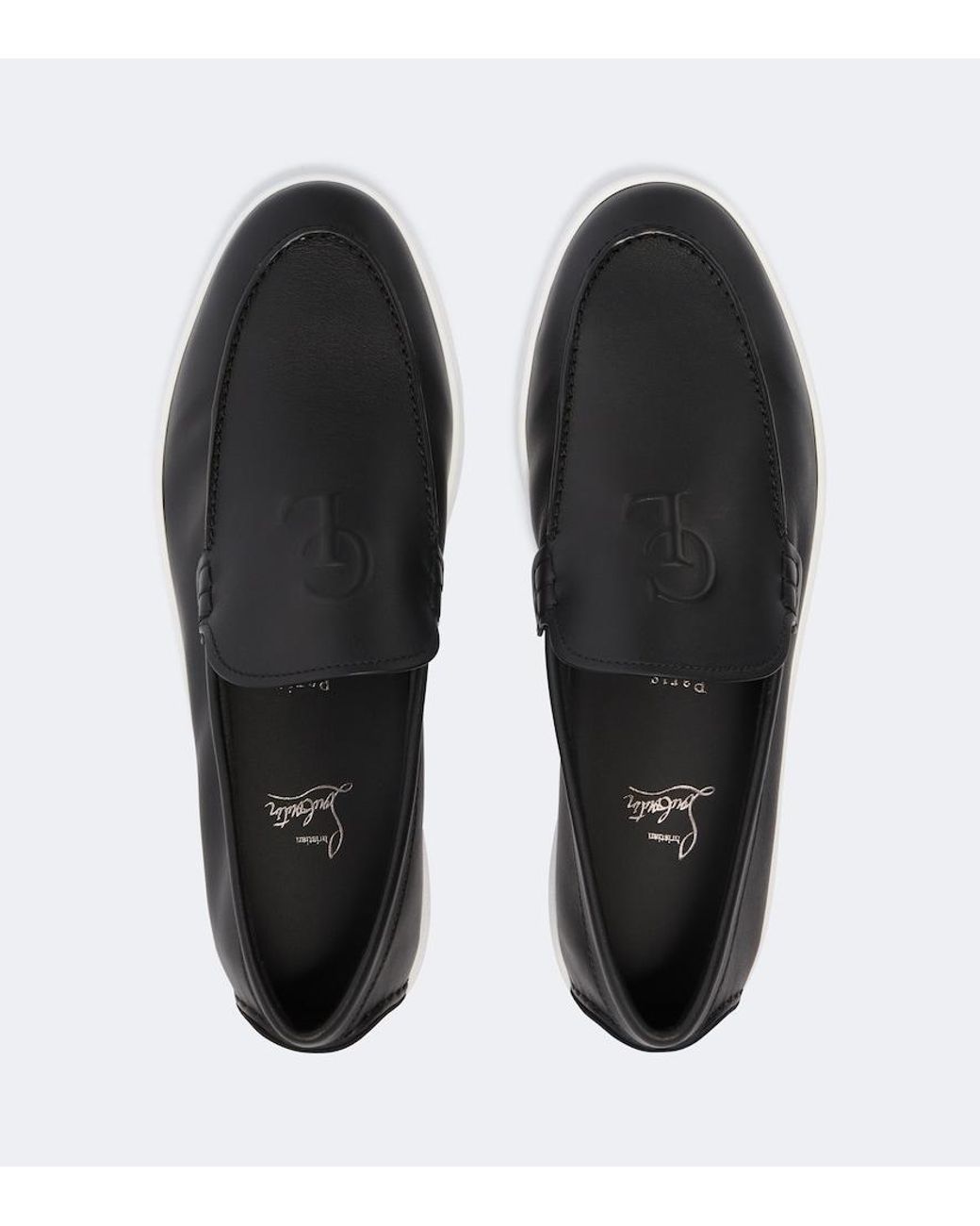 Christian Louboutin Black Neoclboat Leather Slip-On Shoes for men