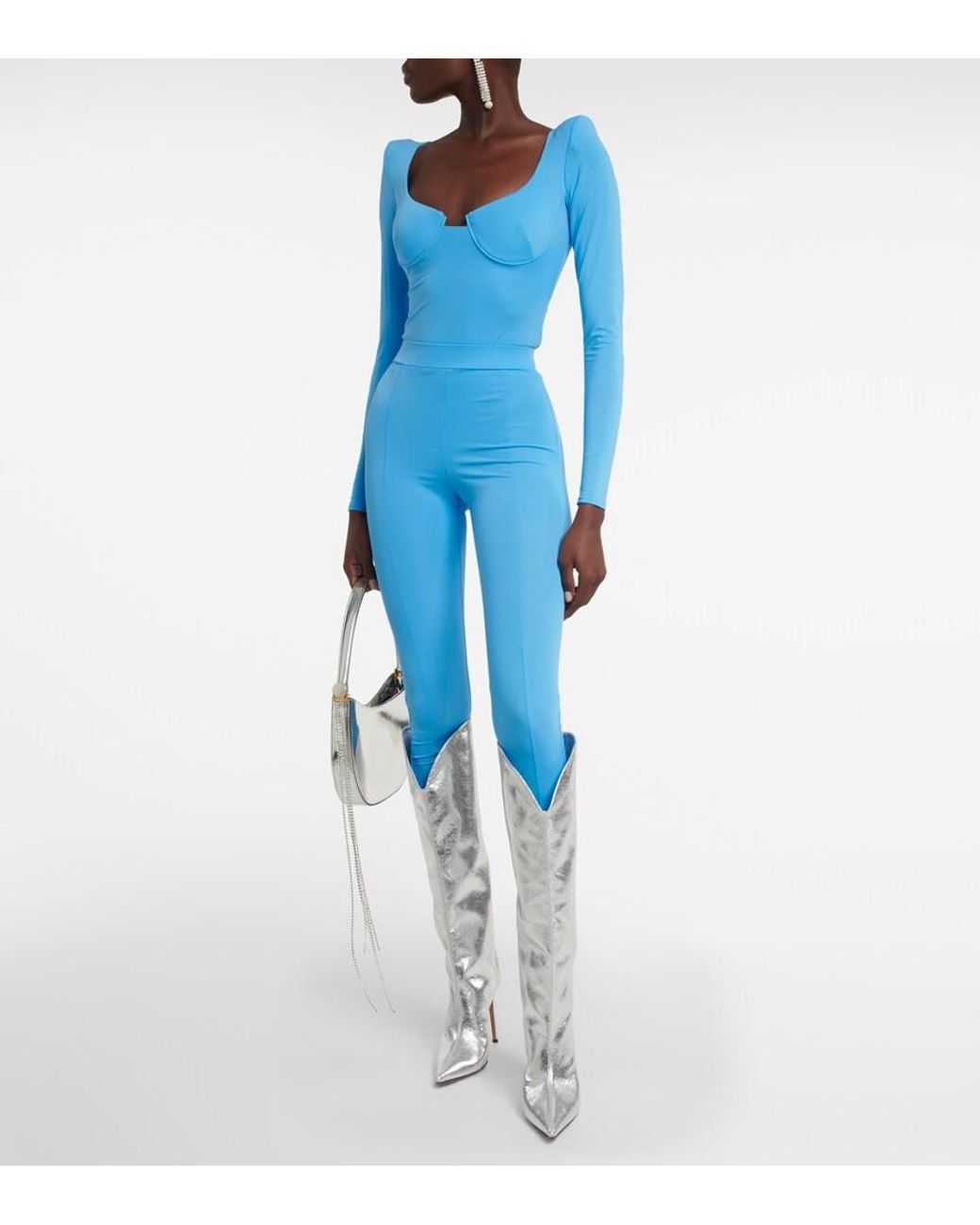 Alex Perry Blue Leighton High-Rise Leggings