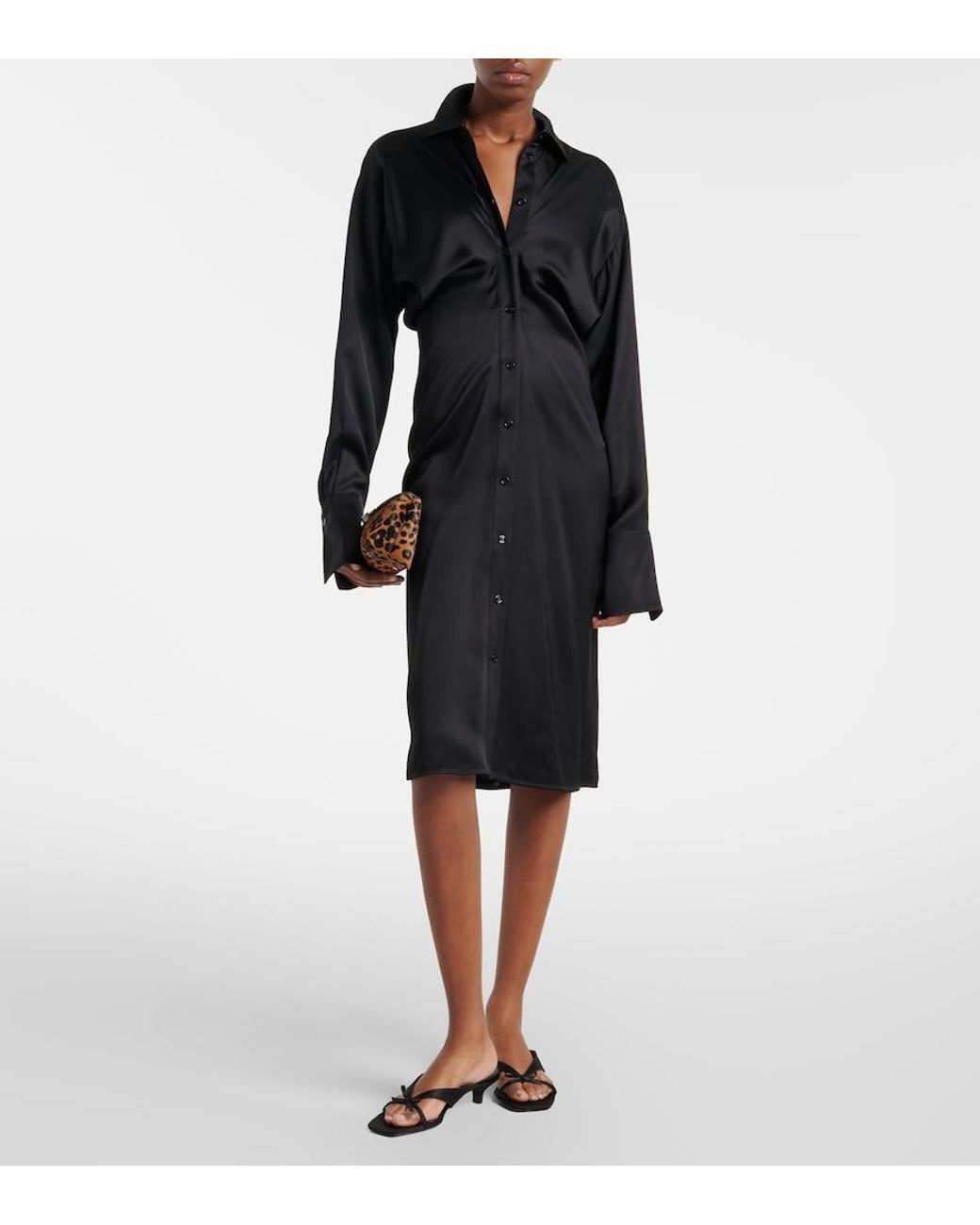 Totême Black Bow-Detail Satin Mules