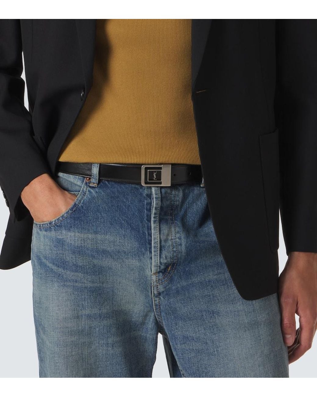 Saint Laurent Black La 66 Leather Belt for men