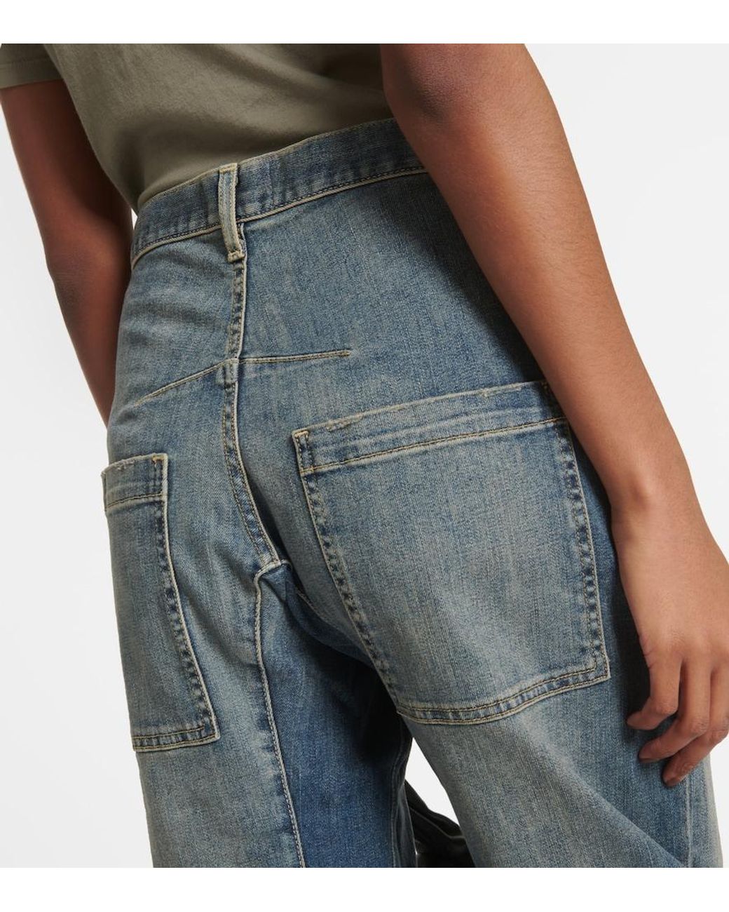Nili Lotan Blue Shon High-Rise Barrel-Leg Jeans