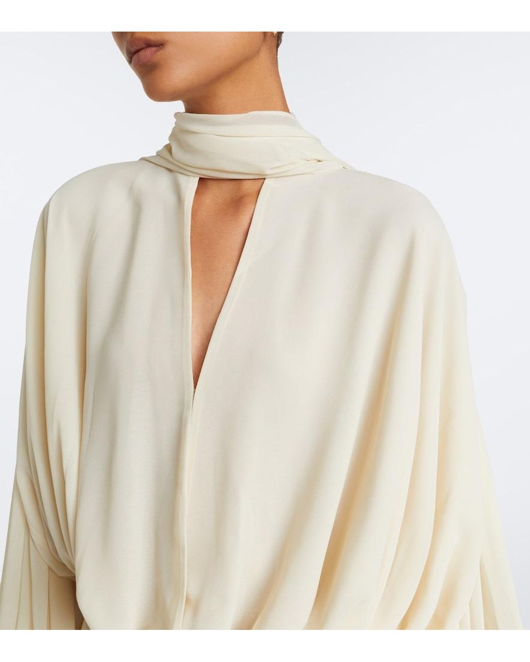 De La Vali White Solana Chiffon Blouse
