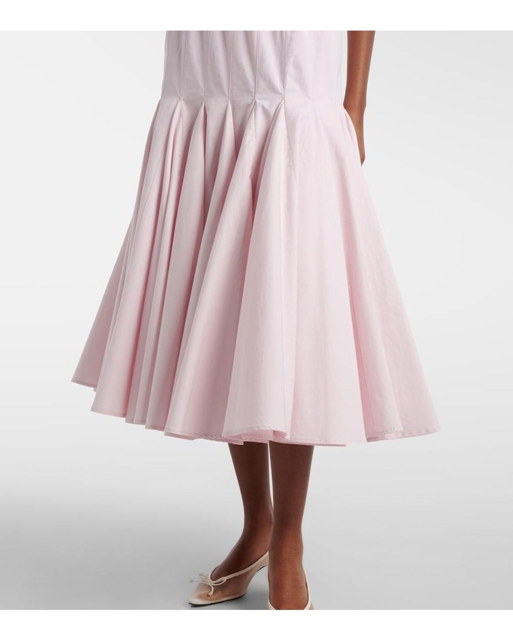 Jacquemus Pink Agave Pleated Cotton Poplin Midi Dress