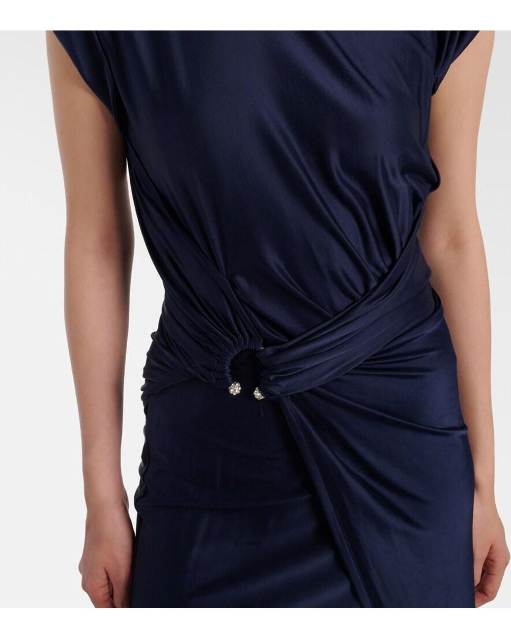 Rabanne Blue Draped Jersey Midi Dress