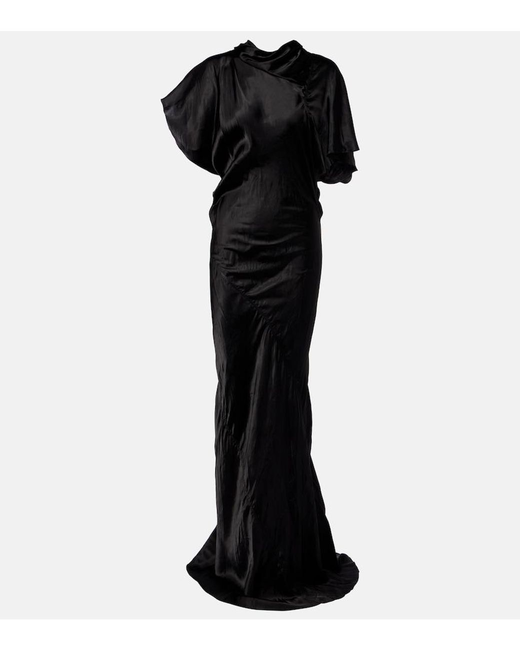 Rick Owens Black Seb Draped Satin Gown