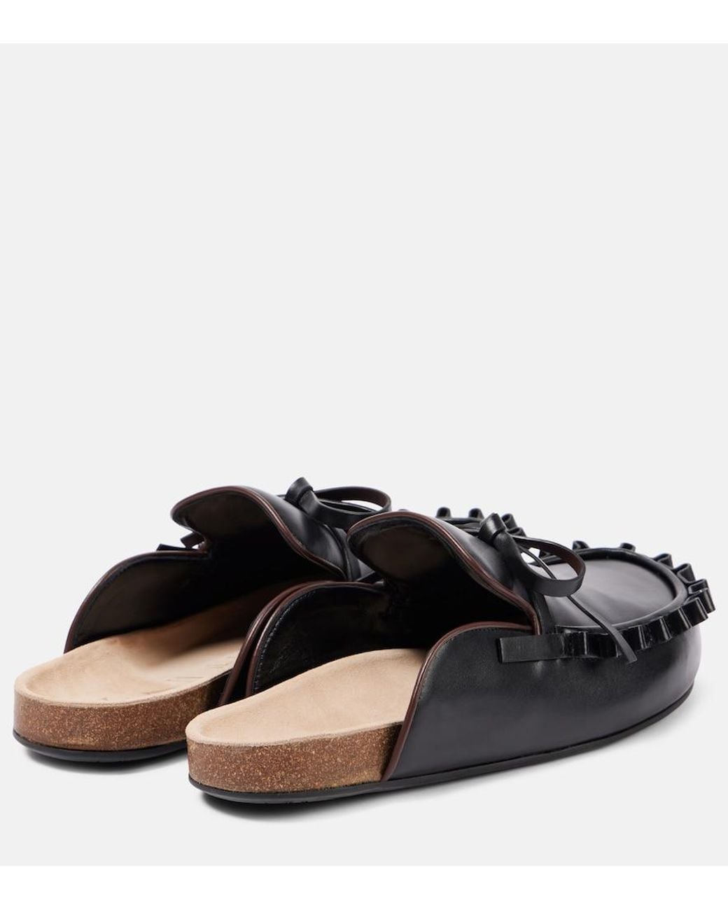 J.W. Anderson Black Ruffled Leather Mules