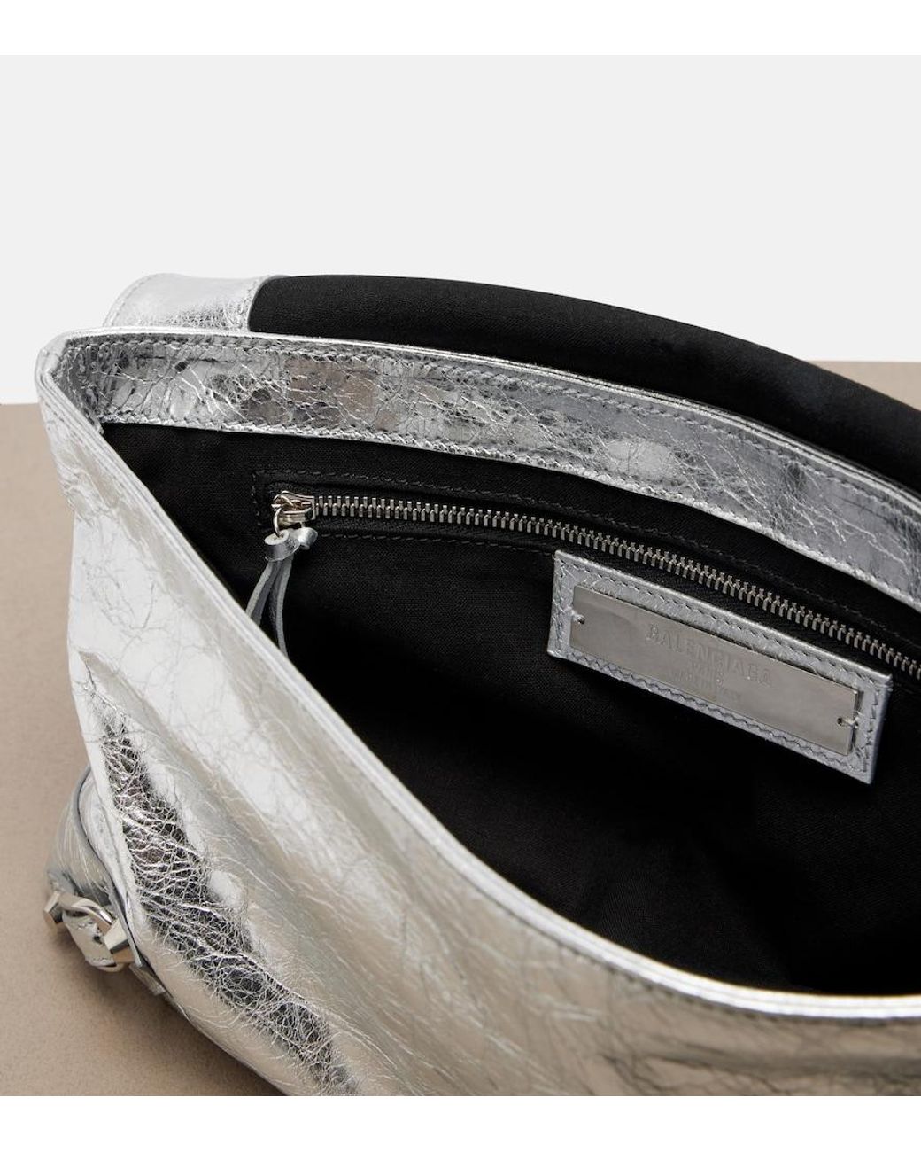 Balenciaga Gray Le City Metallic Leather Clutch