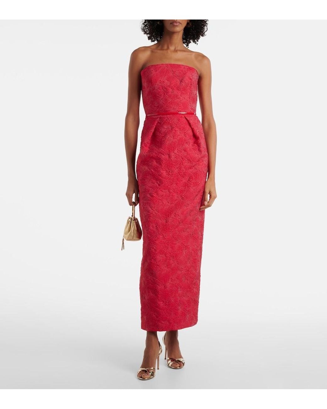 Max Mara Red Manto Off-Shoulder Maxi Dress