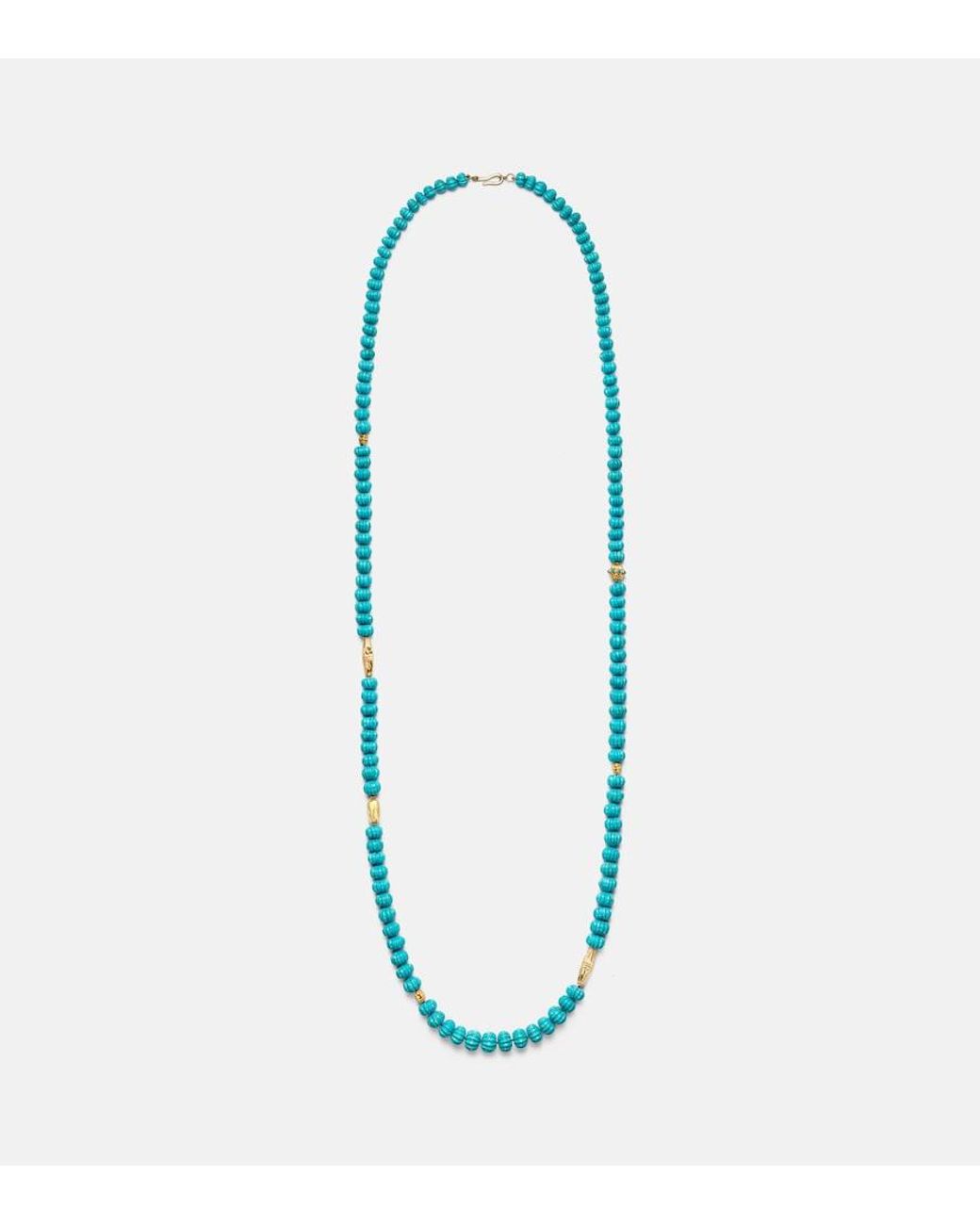 Ileana Makri Blue Horizon 18Kt And 9Kt Beaded Necklace With Turquoises