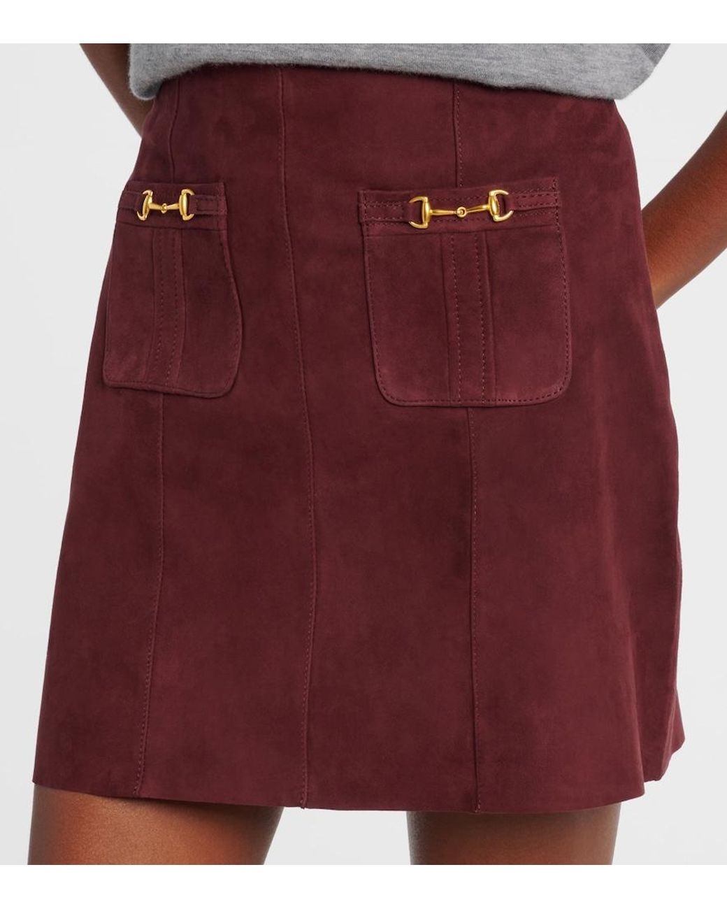 Rixo Red Wiley Suede Miniskirt