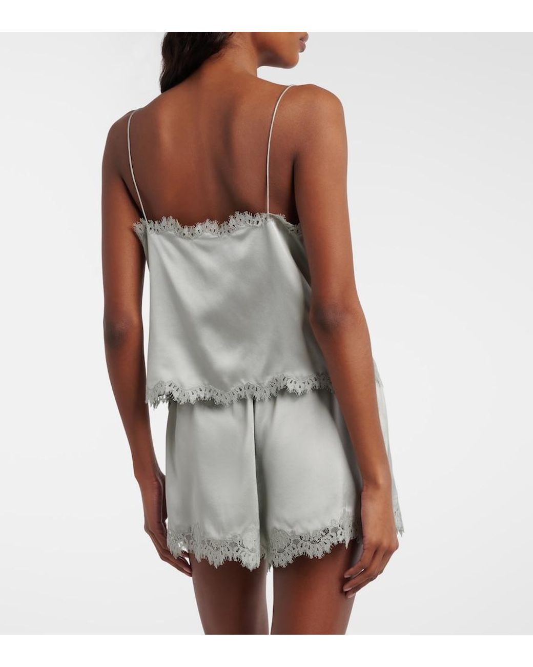 Doen Gray Iona Lace-Trimmed Silk Shorts