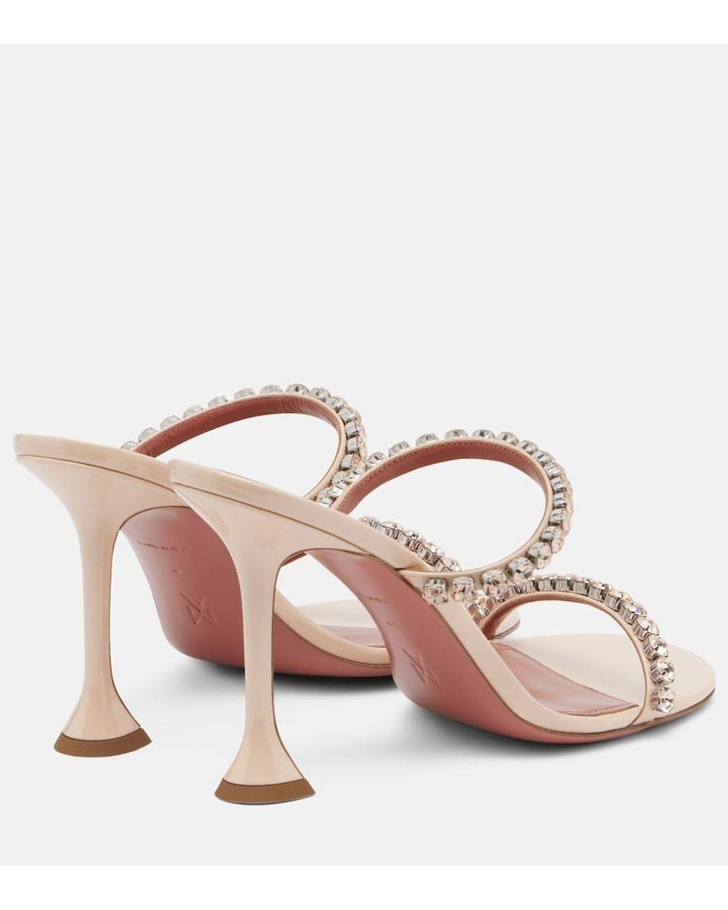 AMINA MUADDI Pink Gigi Crystal-Embellished Leather Sandals