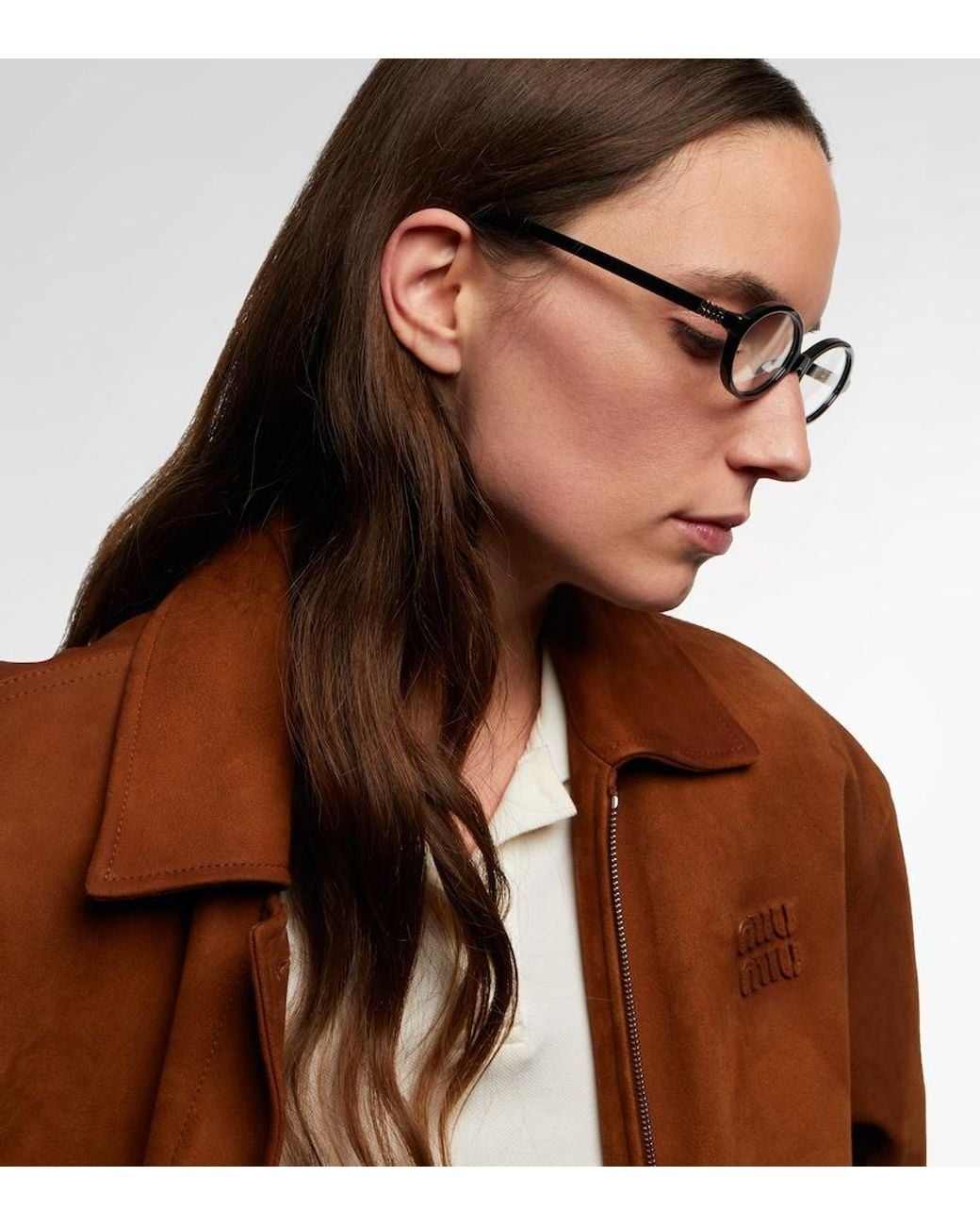 Miu Miu Brown Miu Regard Oval Glasses