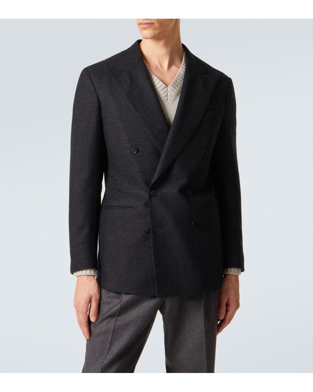 Saman Amel Blazer Aus Wollflanell in Black für Herren