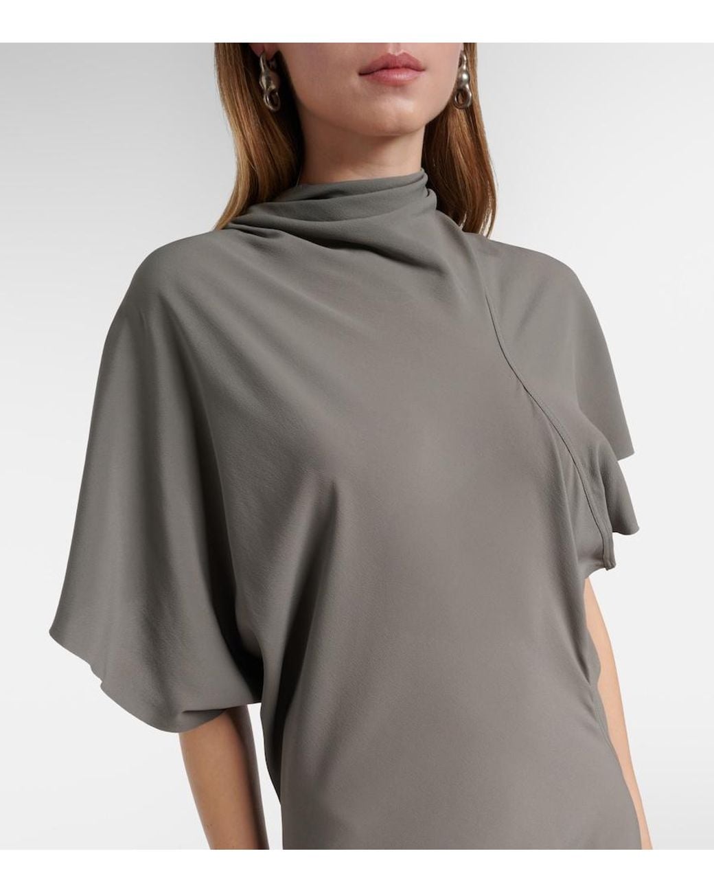 Rick Owens Gray Seb Draped Midi Dress
