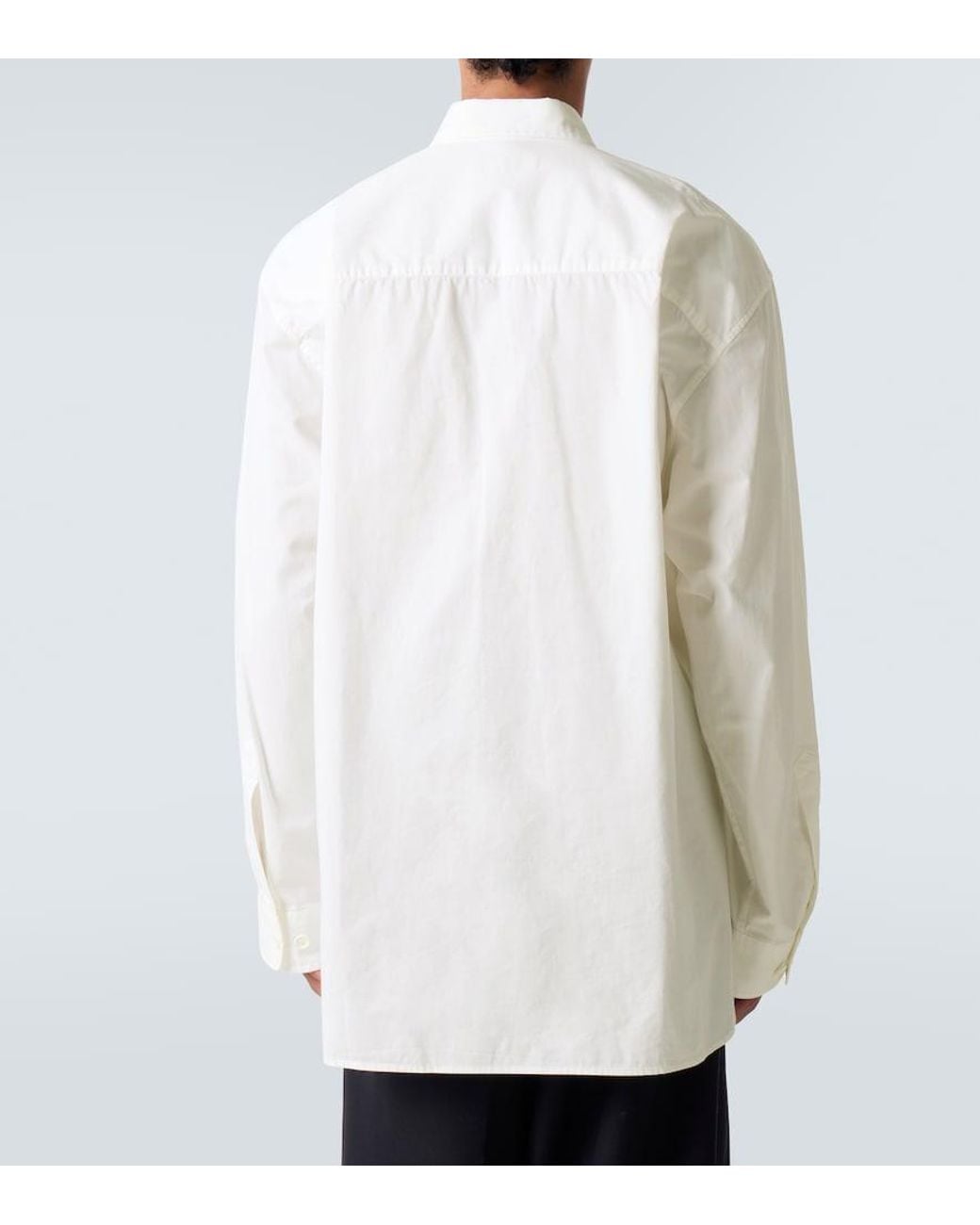 Dries Van Noten White Oversized Cotton Twill Shirt for men