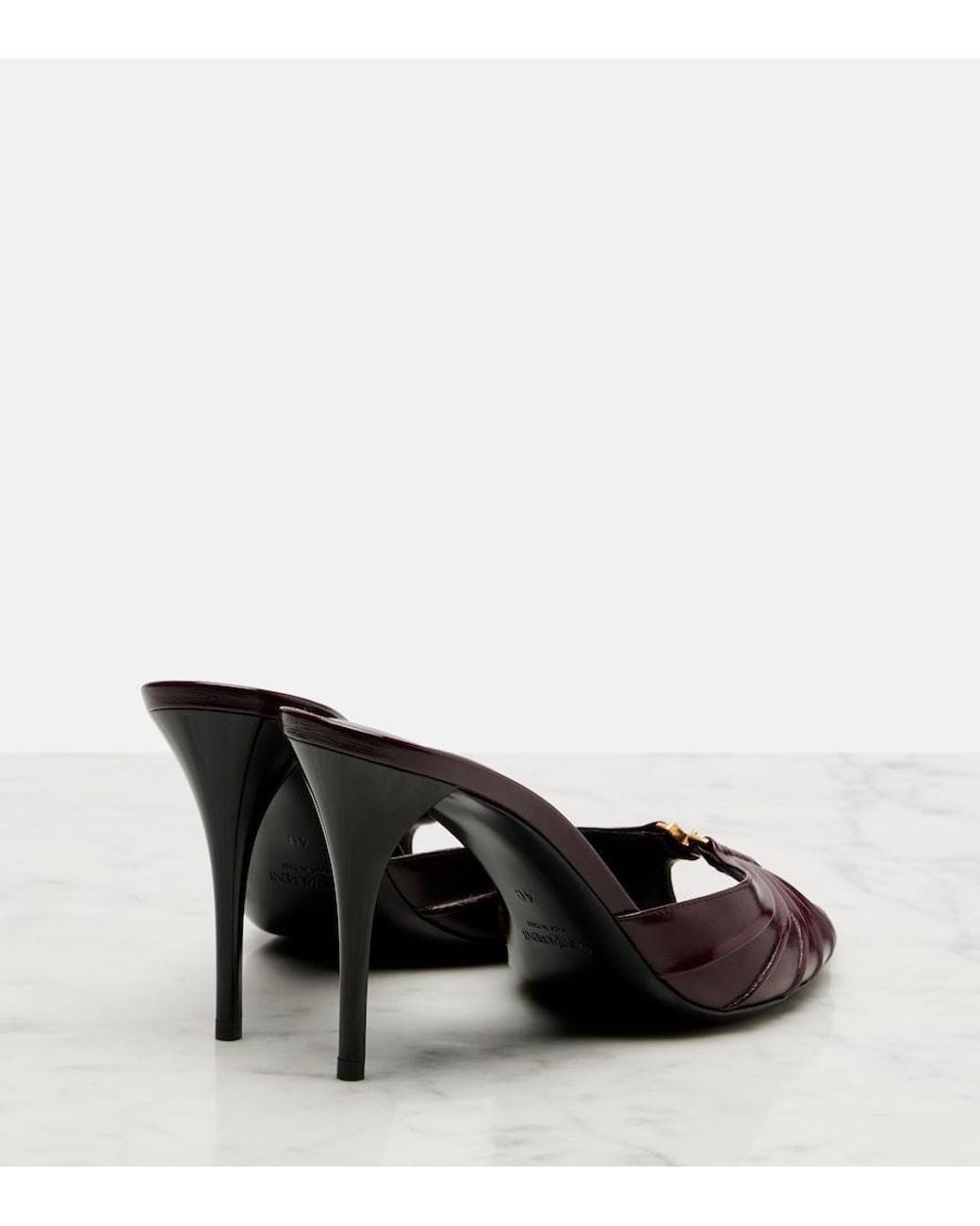 Saint Laurent Black Babylone Cassandre Leather Mules