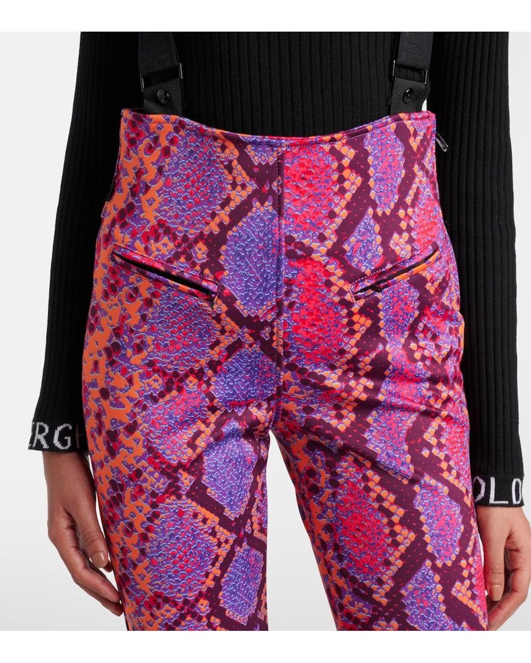Goldbergh Red Elena Snake-Effect Ski Salopettes