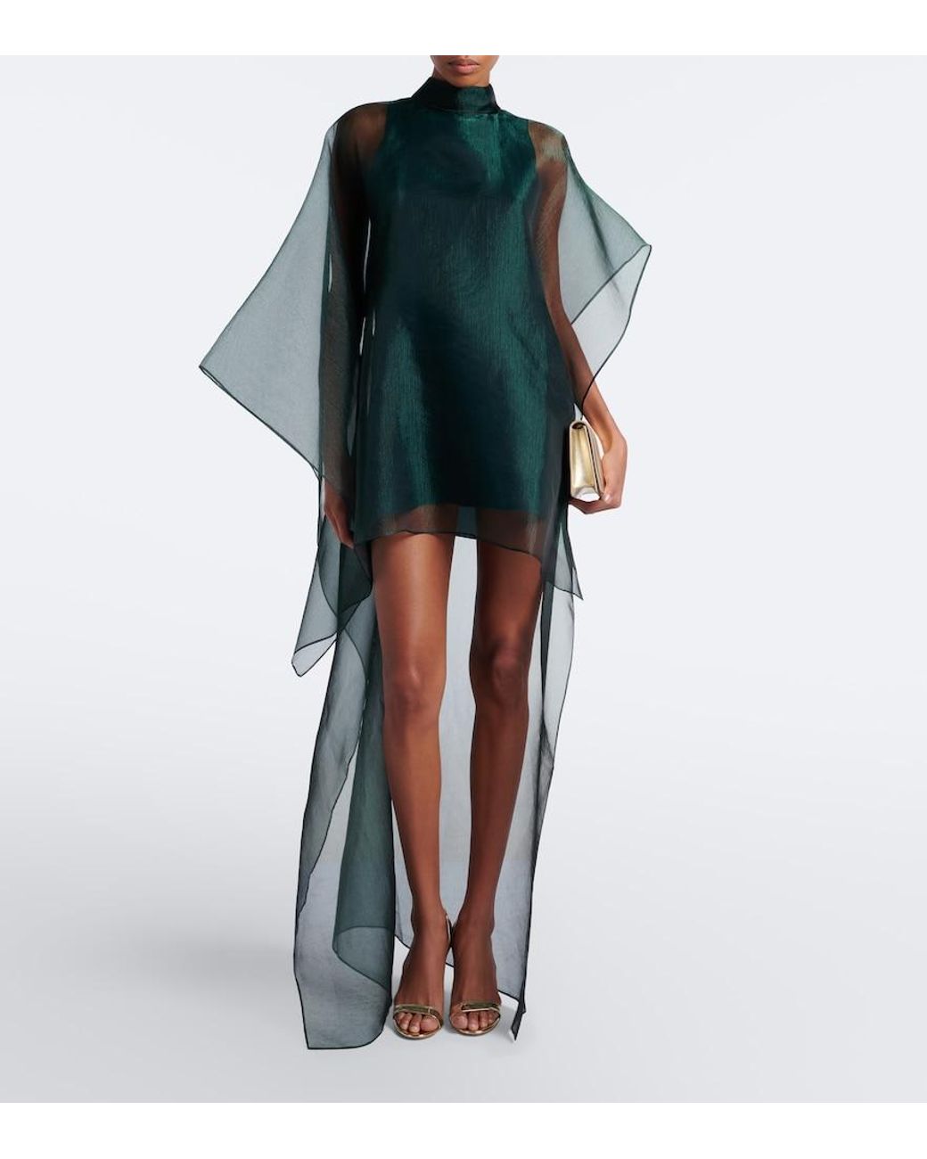 Taller Marmo Gray Dallas Asymmetric Organza Kaftan