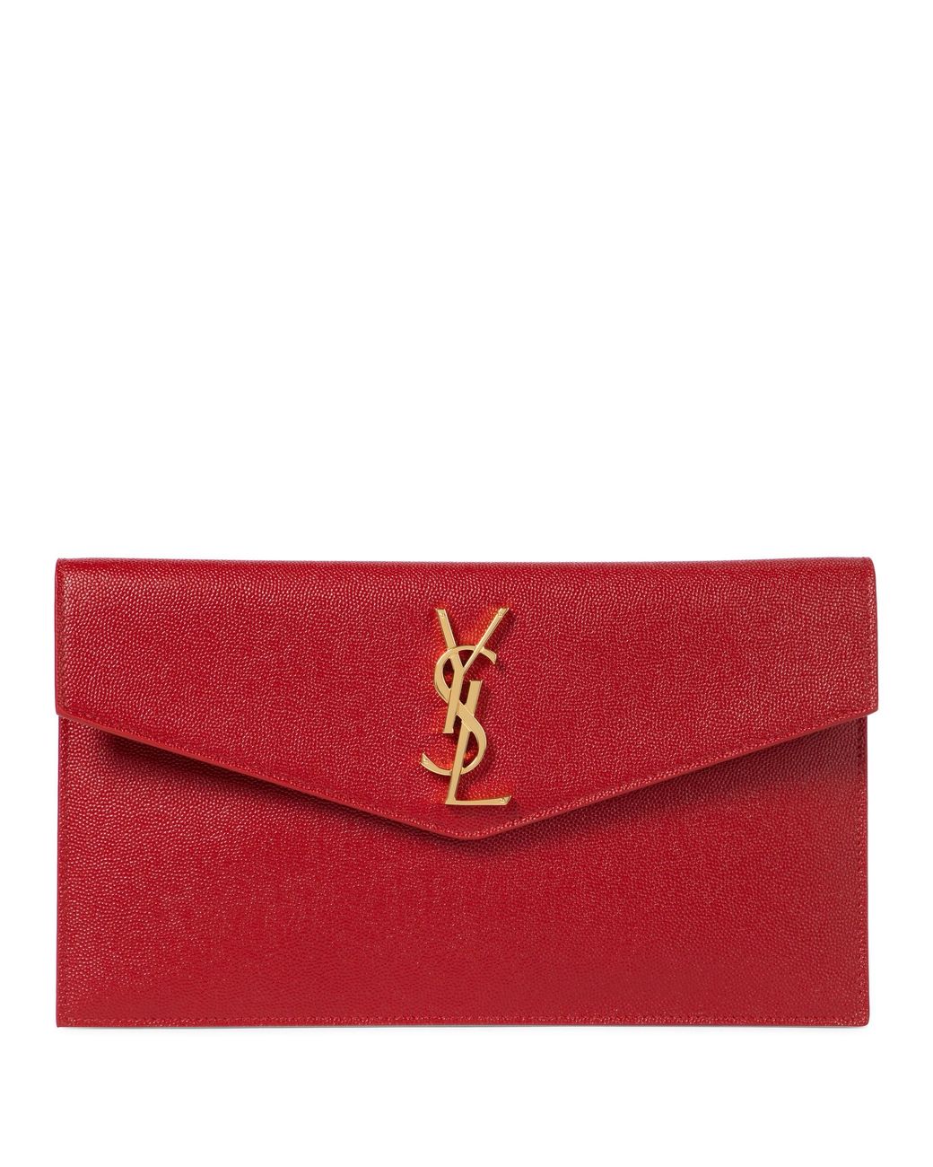 Saint Laurent Uptown Leather Clutch in Red Lyst