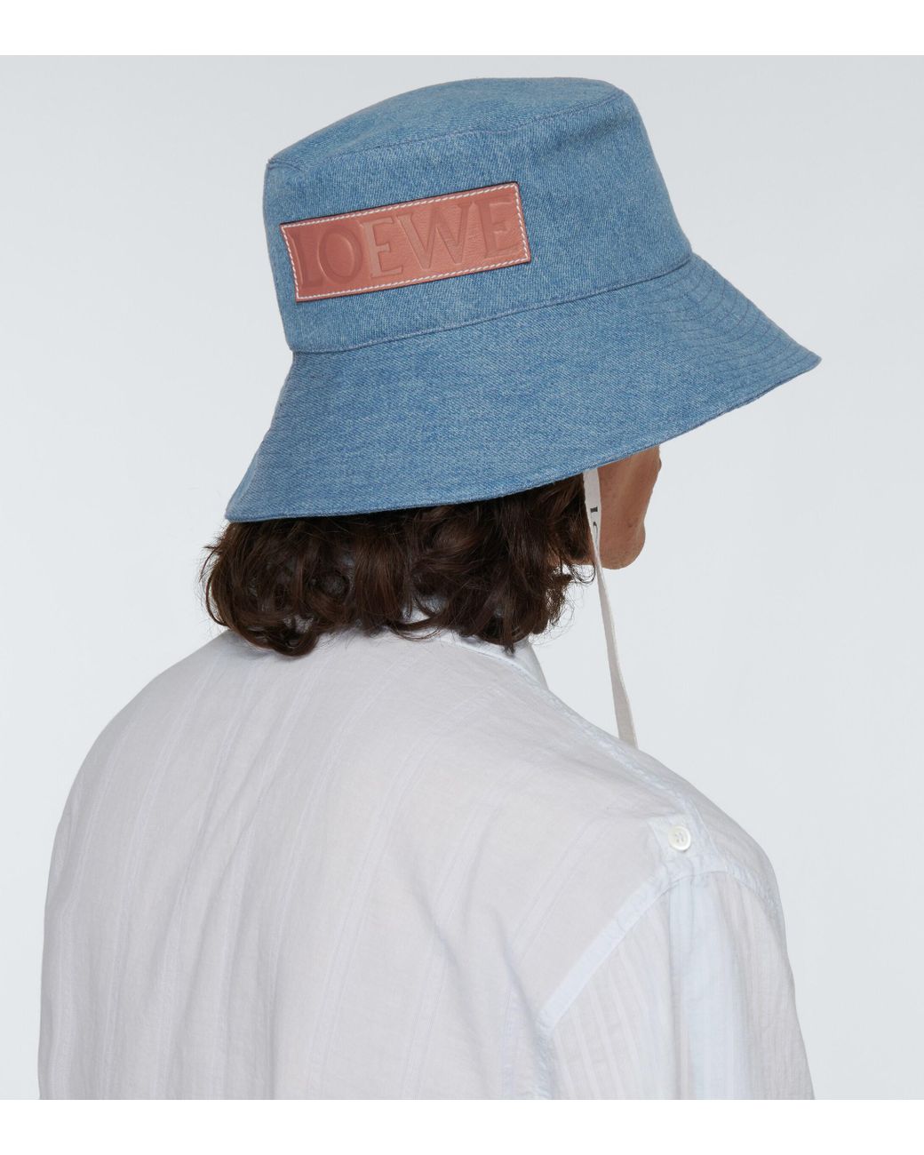 Loewe Paulas Ibiza Logo-appliquéd Cotton-twill Bucket Hat in Natural Womens Mens Accessories Mens Hats 