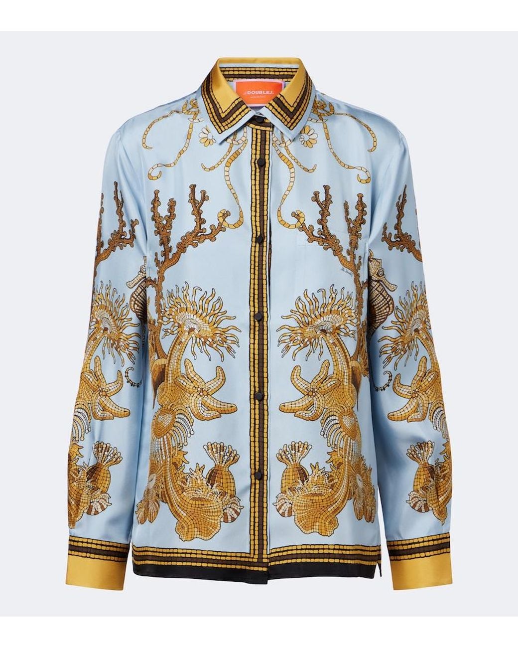 LaDoubleJ Blue Boy Printed Silk Satin Shirt