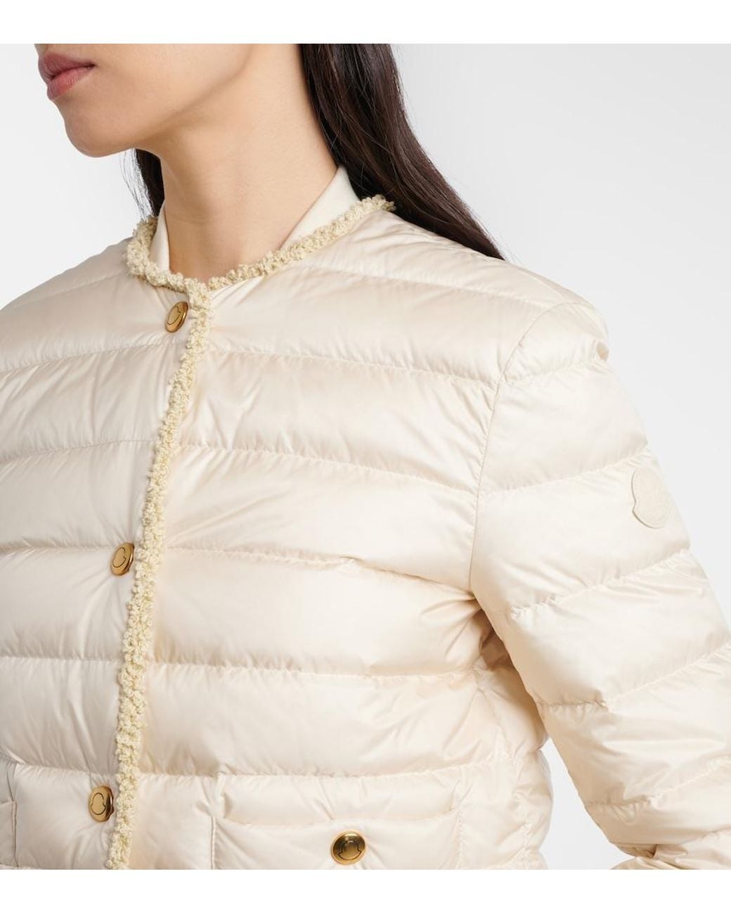 Moncler Natural Fleurs Quilted Down Jacket